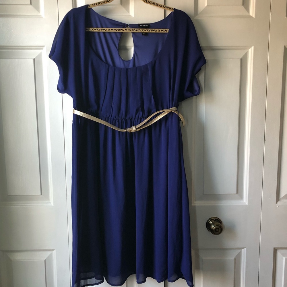 Blue torrid skater dress with belt